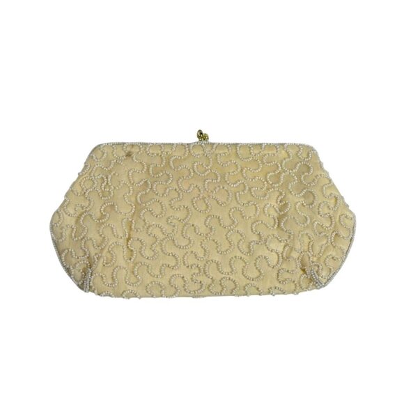 Vintage Walborg‎ Hand-Beaded Cream Evening Clutch Purse Made In Belgium Formal - Picture 4 of 15